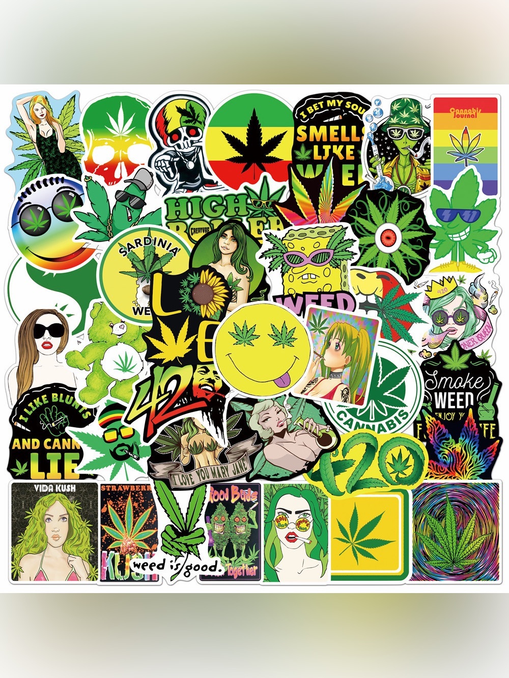 New 50 Pack Psychedelic Botanical & Retro Streetwear Waterproof Decals